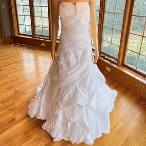 Blush Pink Satin Taffeta Strapless Empire Wedding Dress Bridal Gown Size 22 24
